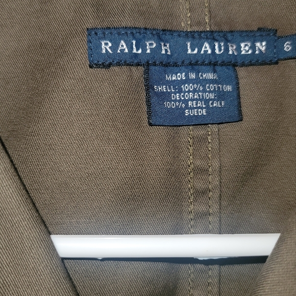 NWOT Ralph Lauren Olive Green Brown Genuine Suede Patch Cotton Blazer Jacket - Picture 13 of 16
